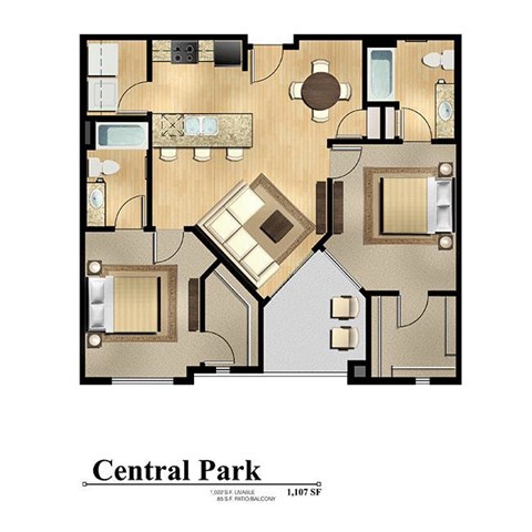 Central Park 2 bed 2 bath 1022